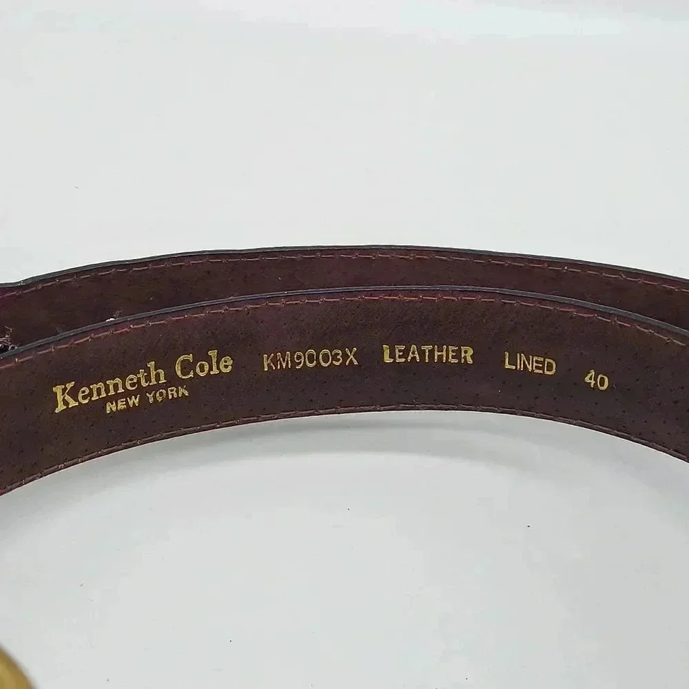 Beautiful! Kenneth Cole New York Lether Lined 40 Brown Solid Brass Buckle Belt